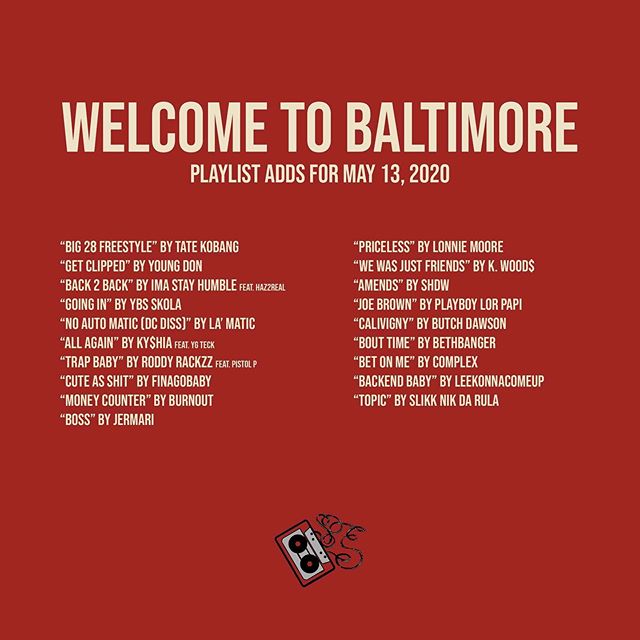 We’ve updated our “Welcome To Baltimore playlist with new music from Tate Kobang, Ima Stay Humble, Roddy Rackzz, & more
📍 Click the link in our bio to listen